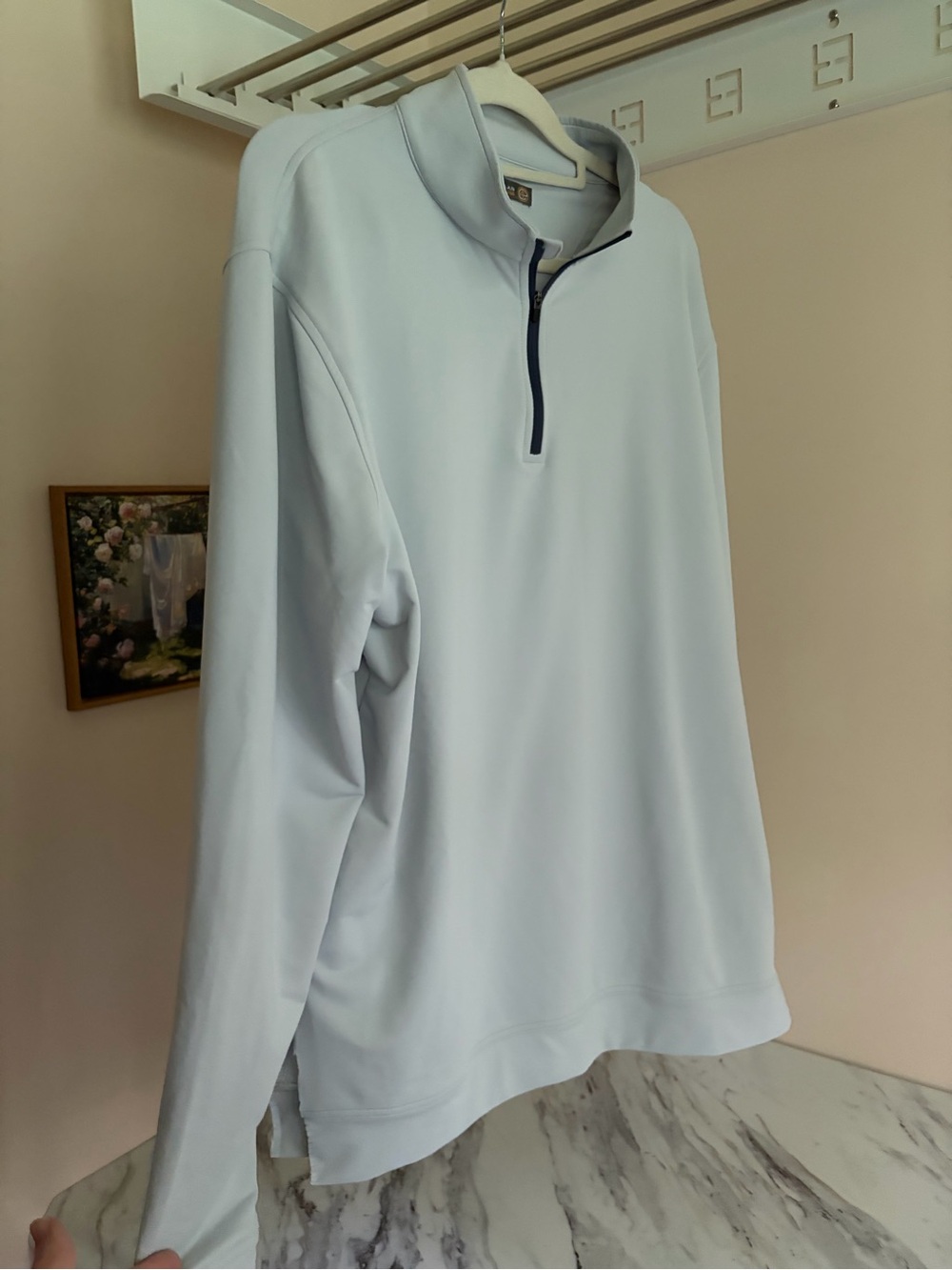 Peter Millar Wicking 1/4 Zip Golf Pullover (Ice Blue) - L (Altered to fit XL)